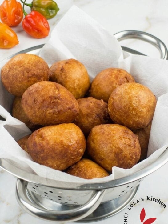Freshly fried spicy puff puff
