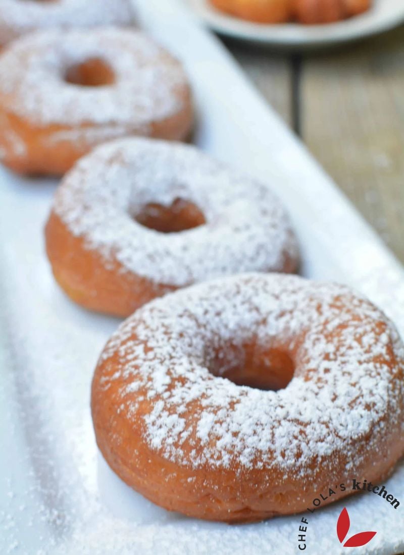 Soft and fluffy yeast-raised donuts with a golden exterior and light texture