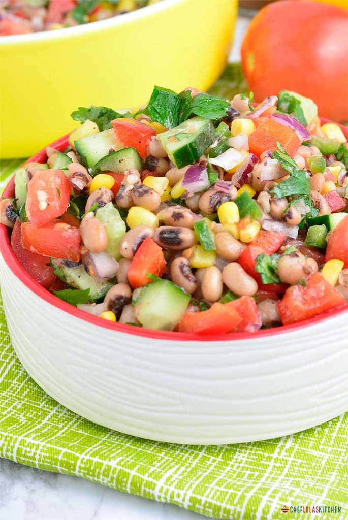 Black Eyed Peas Salad with simple vinaigrette dressing Chef Lola's