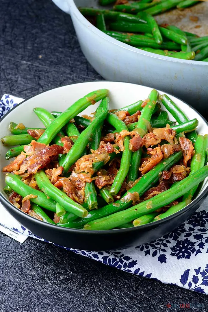 Green Beans and Bacon served in a bowl