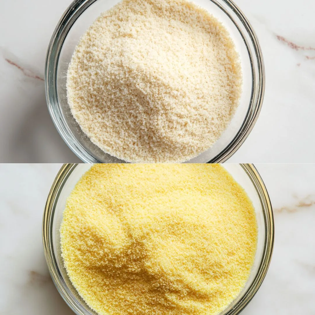 Comparing white and yellow garri side by side
