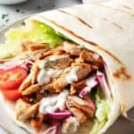 Homemade Chicken Shawarma wrapped in pita bread