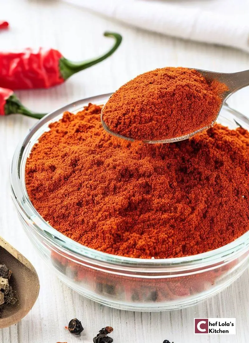 Homemade Berbere Spice scooped up with a spoon to show it's beautiful texture