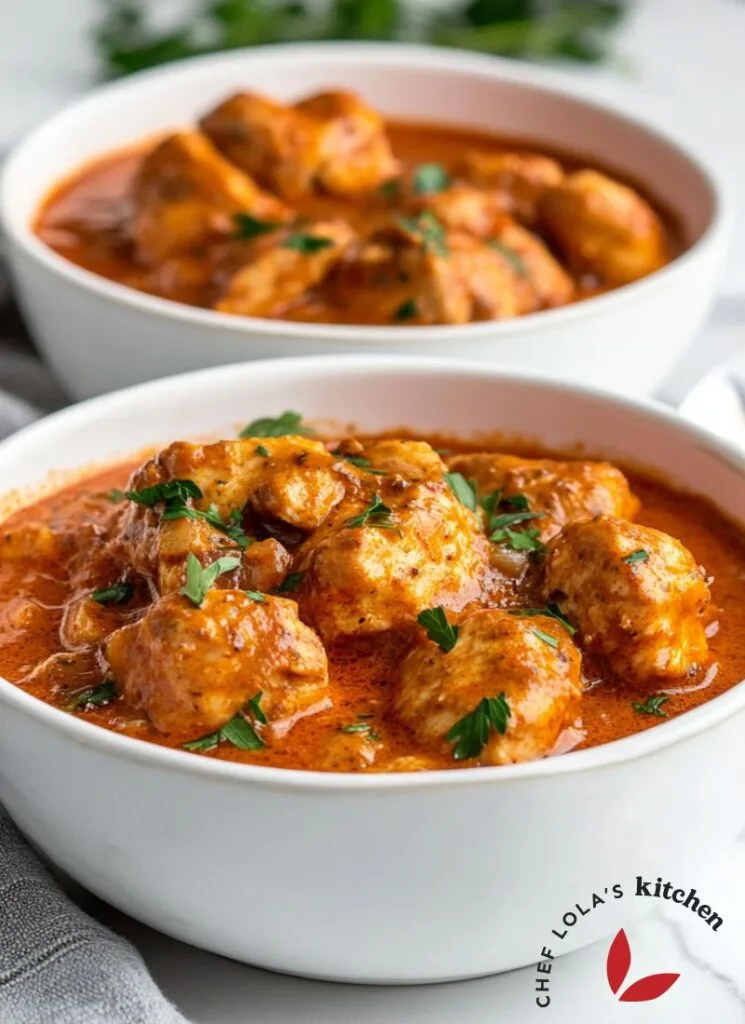 Traditional Hungarian chicken paprikash dish with tender chicken, vegetables, and rich paprika-infused sauce, served with rice, egg noodles or dumplings