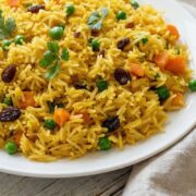 Golden saffron rice with long-grain basmati and warm spices