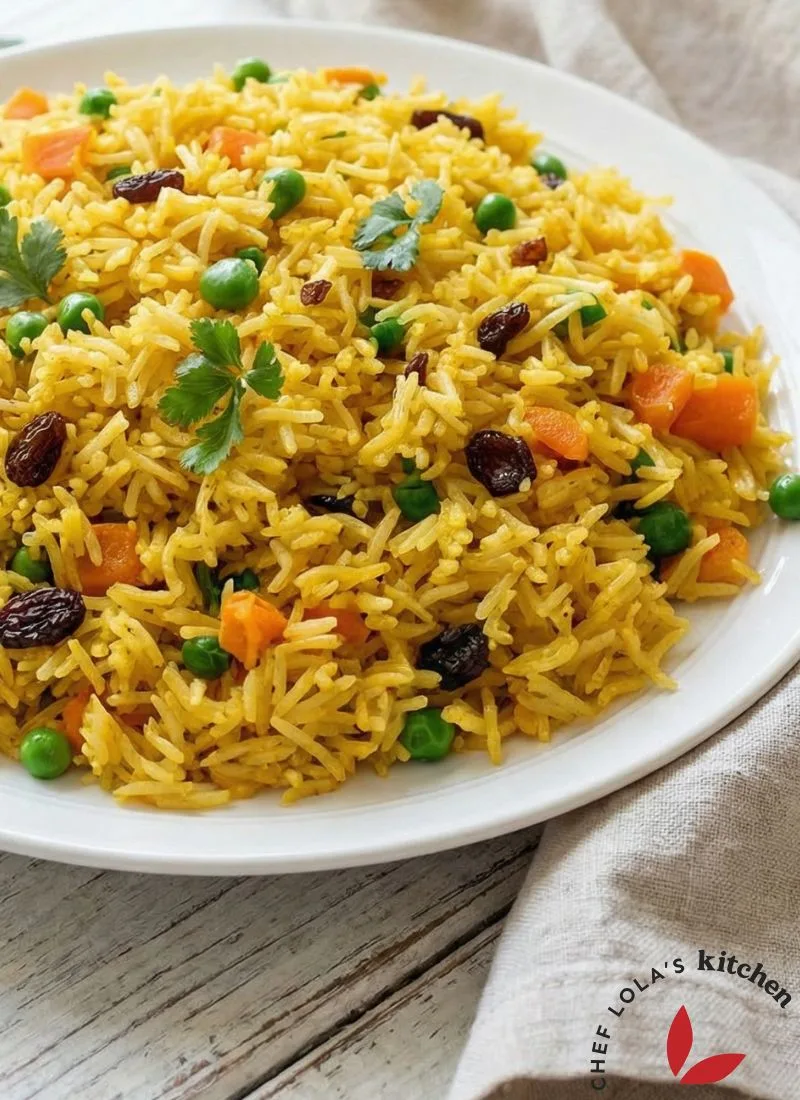 Golden saffron rice with long-grain basmati and warm spices