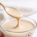 Homemade tahini made from blended sesame seeds