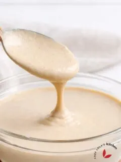 Homemade tahini made from blended sesame seeds