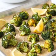 Tender roasted broccoli with caramelized edges and a lightly crisp texture.