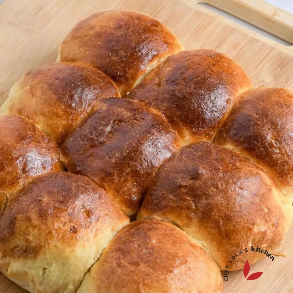 Golden-brown, fluffy air fryer bread rolls fresh from the air fryer