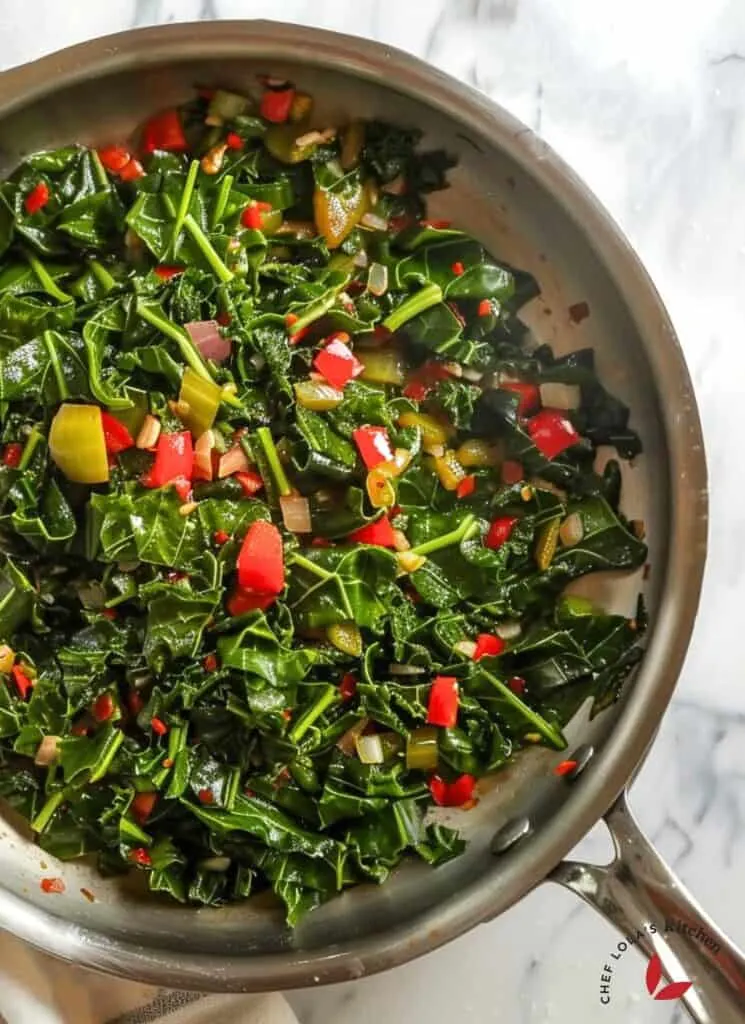 A close-up view of the nutritious and flavorful Jamaican Callaloo.