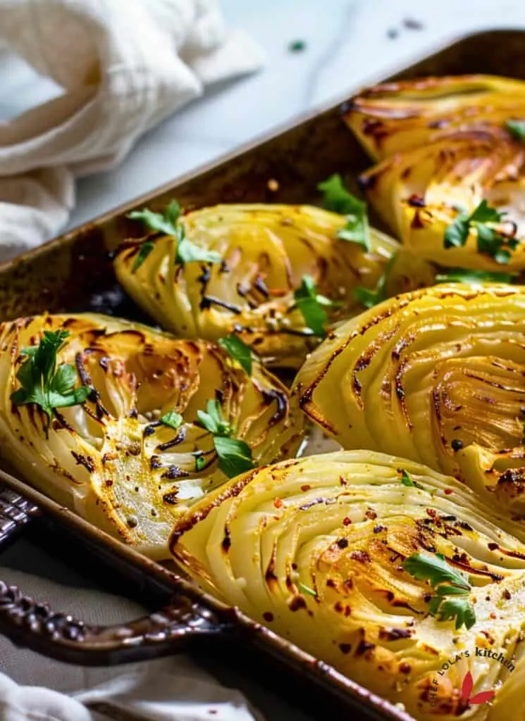 Easy Roasted Cabbage Wedges in a tray