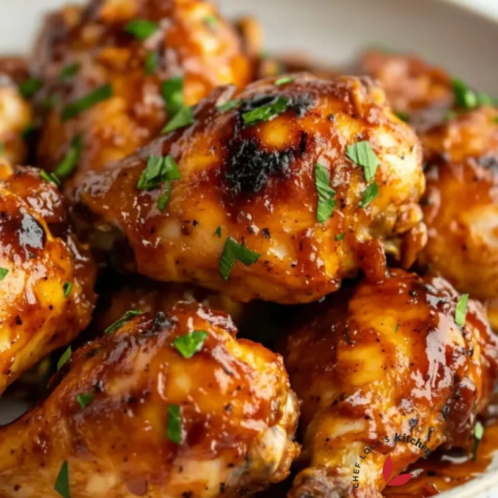 Tasty grilled chicken drumstick with BBQ glaze