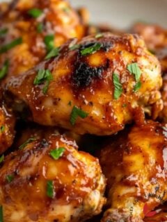 Tasty grilled chicken drumstick with BBQ glaze