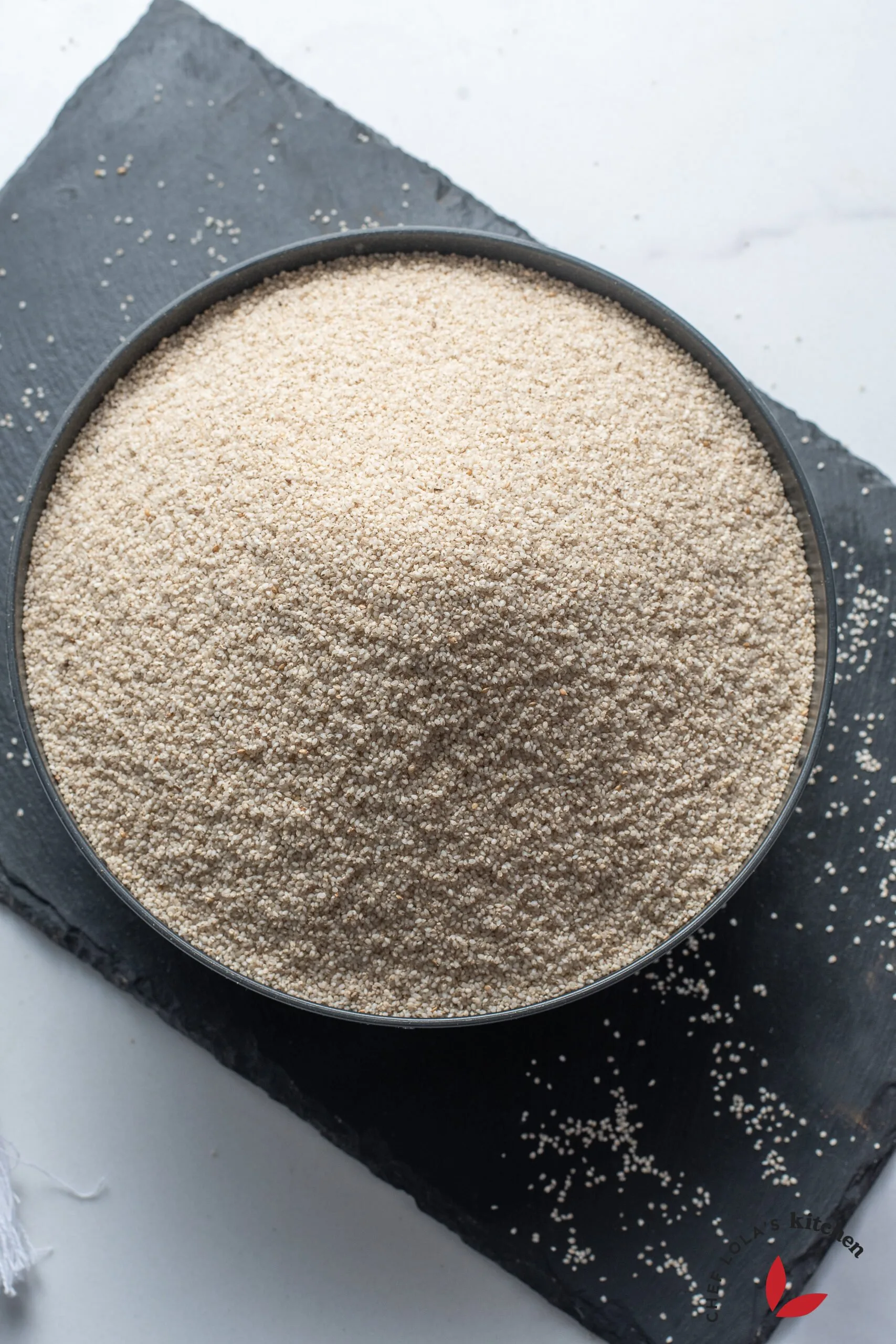 Healthy fonio grains in a bowl, perfect for porridge, salads, or side dishes.