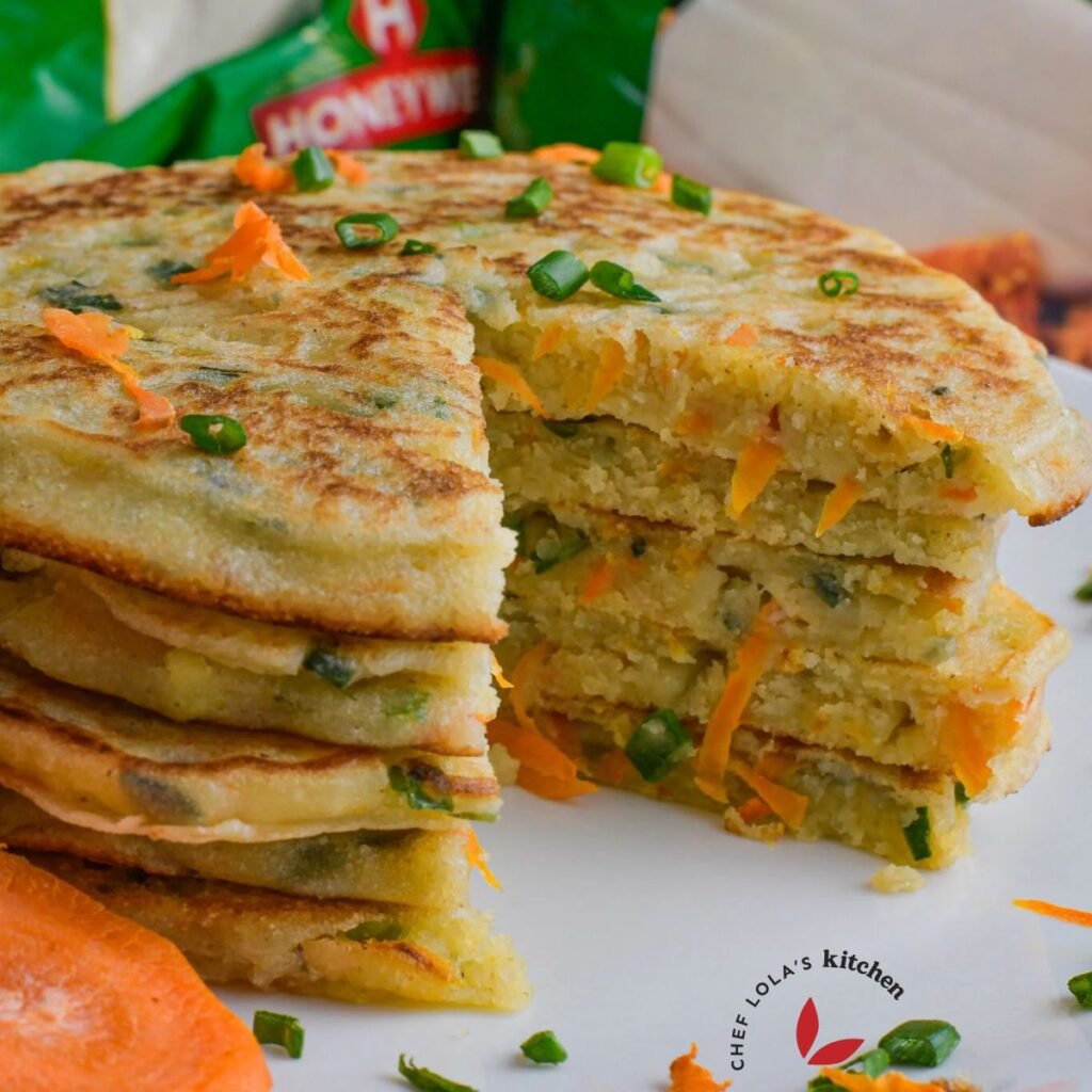 Crispy semolina pancake, showcasing its crunchy edges, soft and fluffy interior