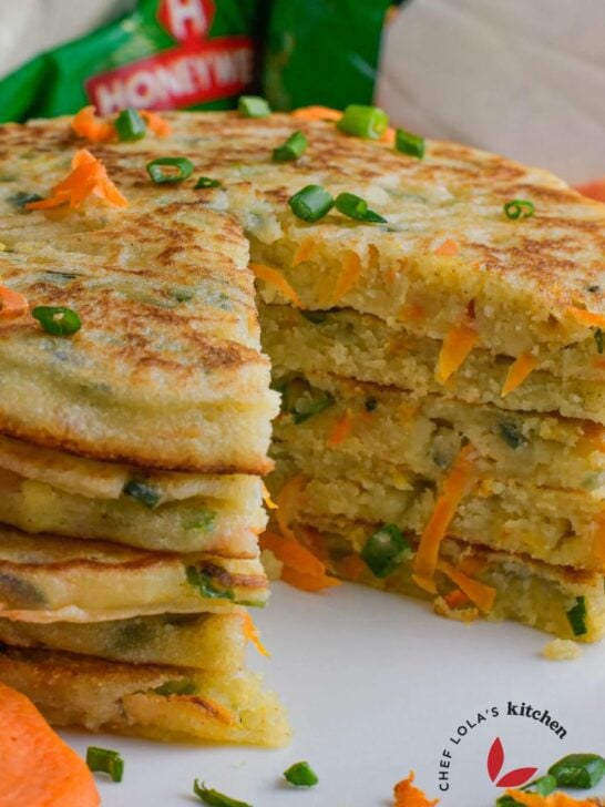 Crispy semolina pancake, showcasing its crunchy edges, soft and fluffy interior