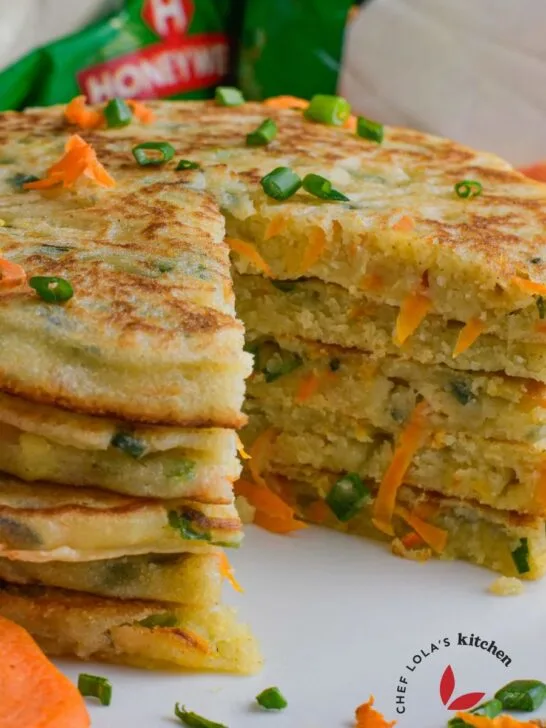 Crispy semolina pancake, showcasing its crunchy edges, soft and fluffy interior
