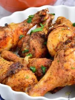 Freshly baked Chicken Drumsticks served in a bowl