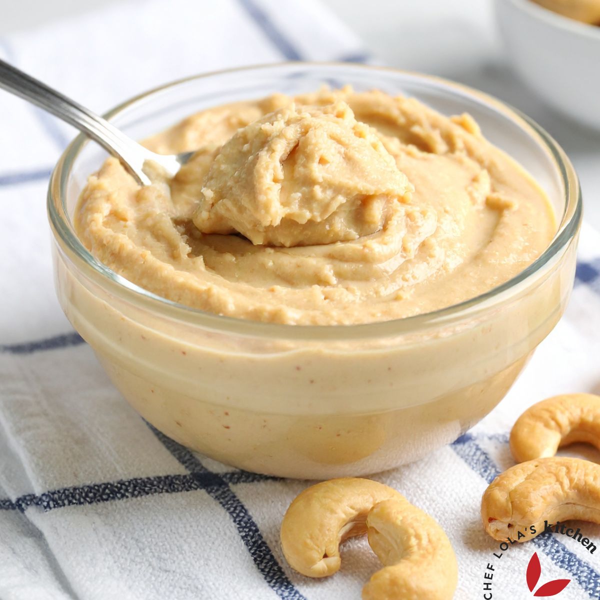 A bowl of creamy cashew butter.
