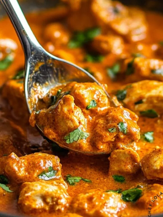 Hearty Hungarian stew with chicken, paprika, and vegetables in a flavorful broth