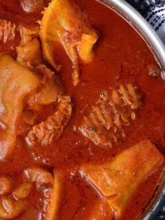 Freshly cooked Nigerian beef stew