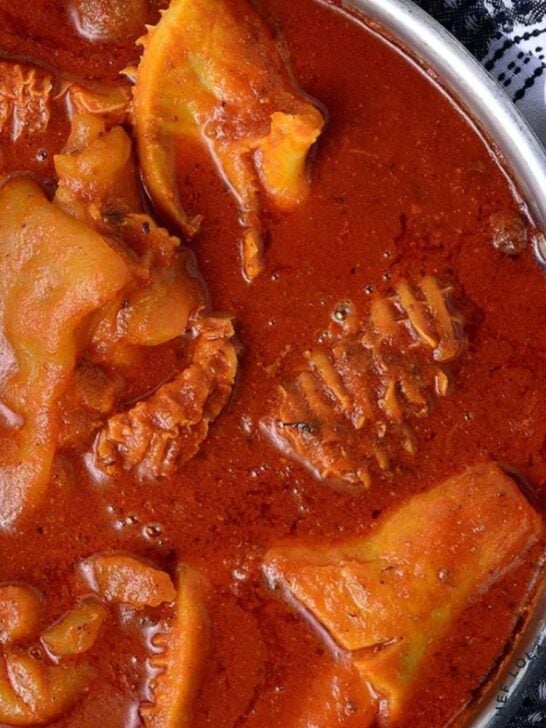 Freshly cooked Nigerian beef stew