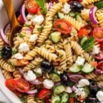 A healthy and nutritious pasta salad loaded with veggies and protein.