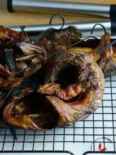 smoked catfish made over the hot charcoal grill.