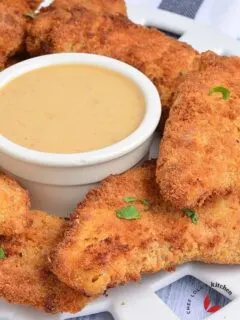Air Fryer Chicken Tenders served with dipping sauce
