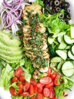 Chimichurri chicken salad with avocado