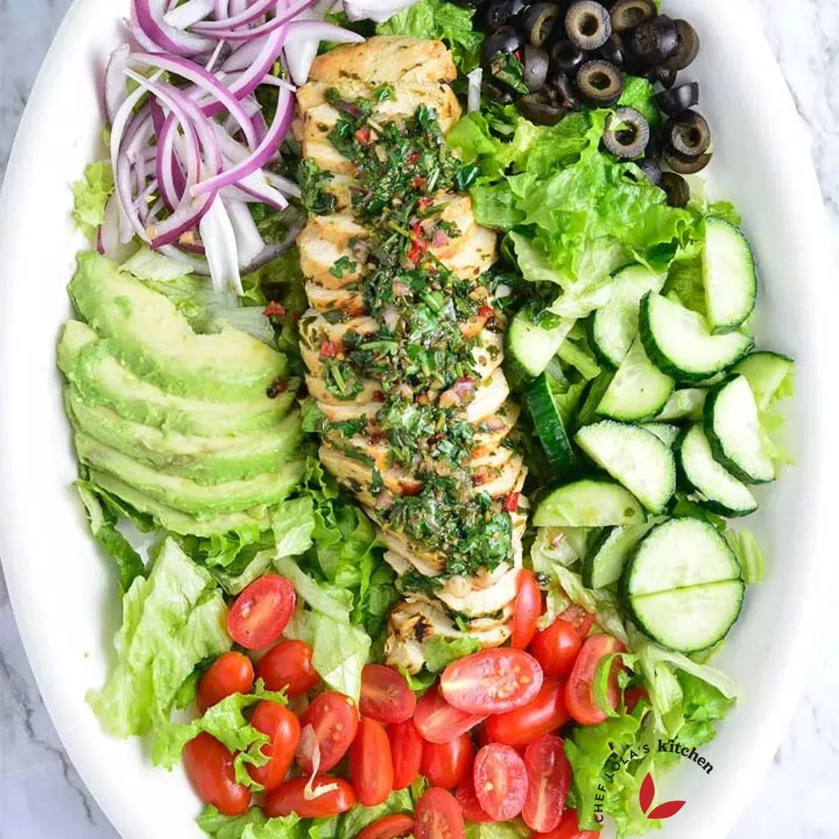 Chimichurri chicken salad with avocado