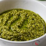 Homemade pesto served in a bowl