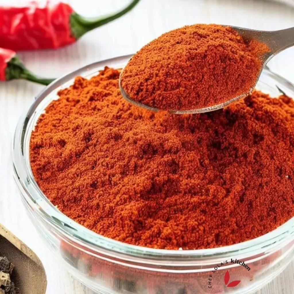 Homemade Berbere Spice scooped up with a spoon to show it's beautiful texture