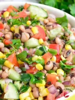 Flavorful black-eyed pea recipe loaded with lots of fresh vegetables