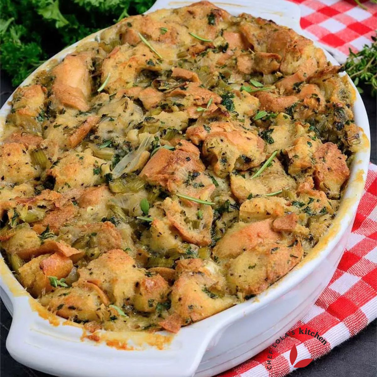 A bowl of stuffing