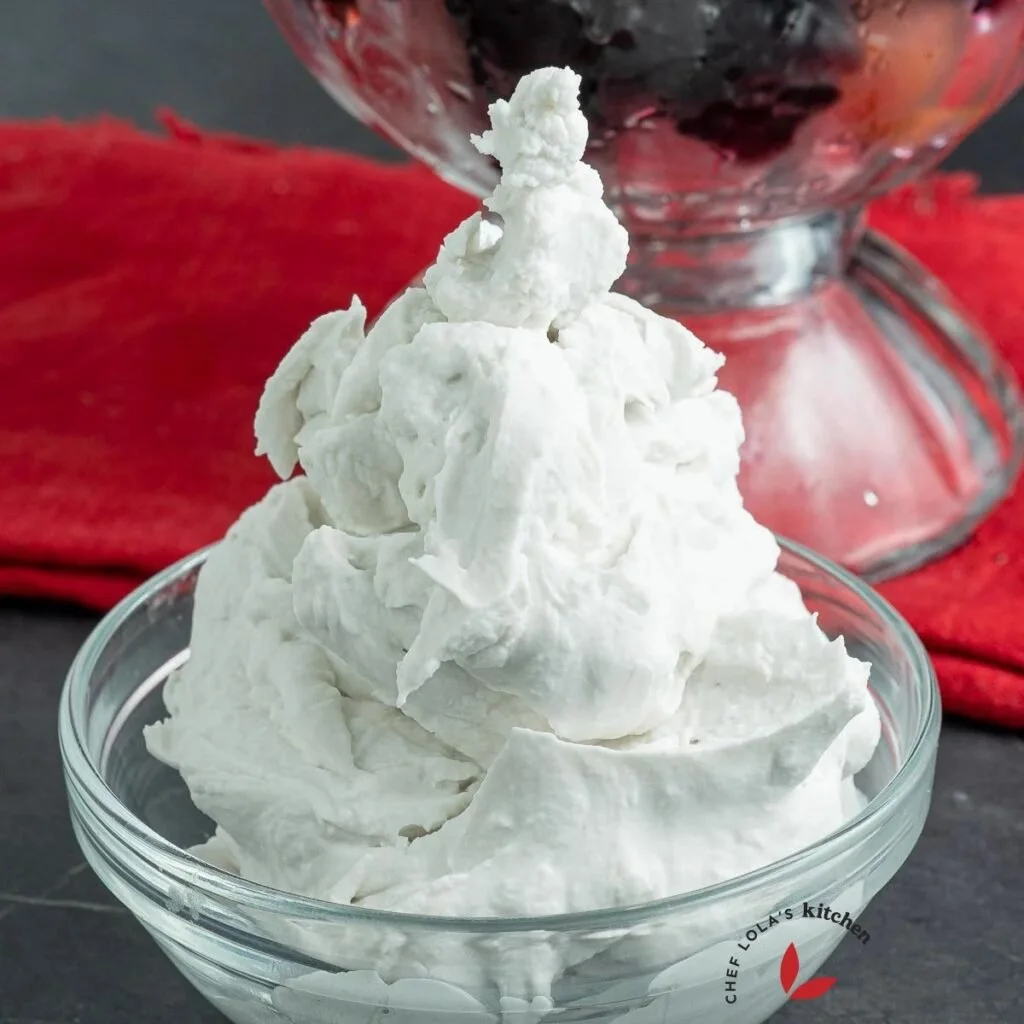coconut whipped cream with soft fluffy peak