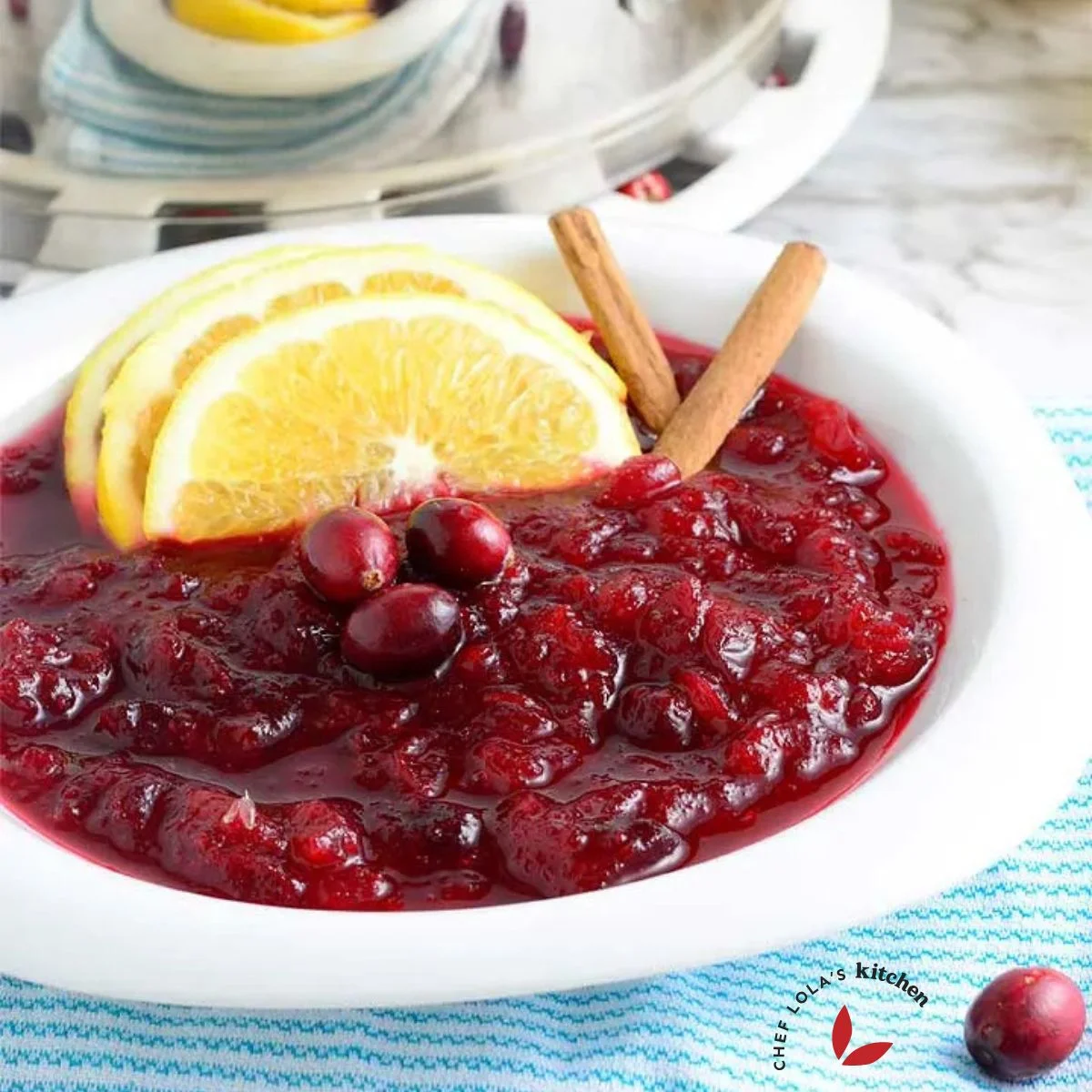 Homemade cranberry sauce served in a bowl