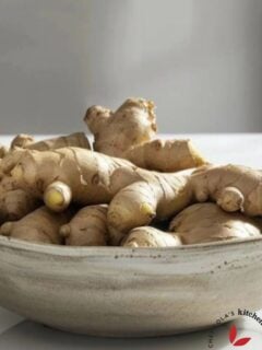 Fresh ginger in a bowl