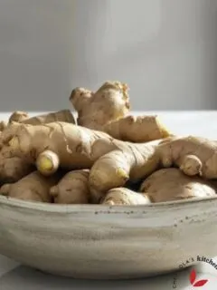 Fresh ginger in a bowl