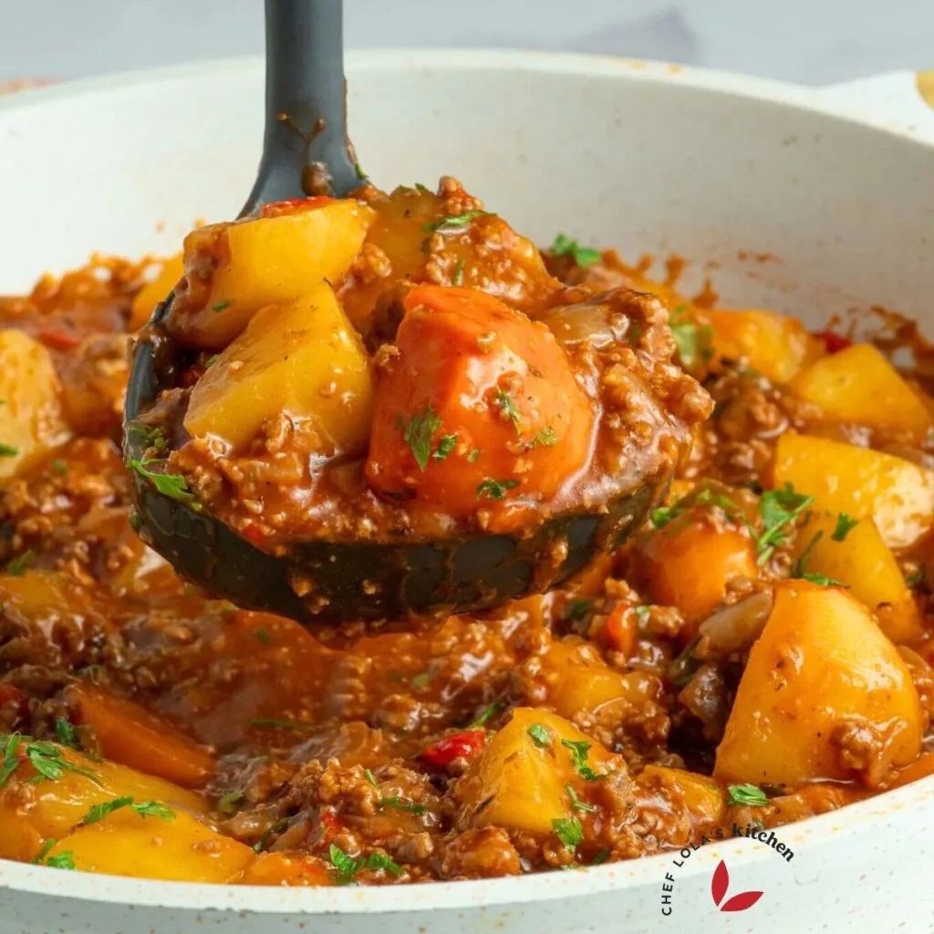 Ground beef, potatoes, and carrot -A hearty meal perfect for a family dinner