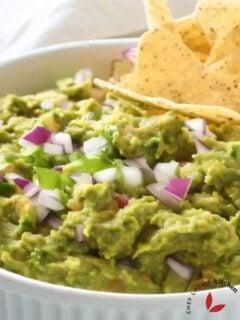 Homemade guacamole with tortilla chips
