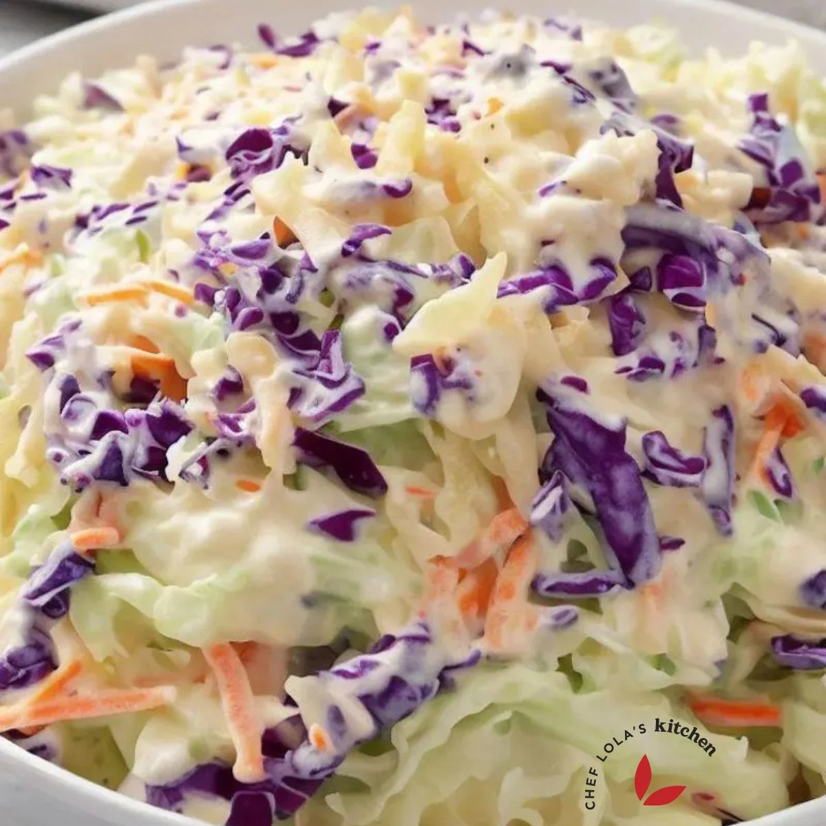 Homemade Coleslaw served in a bowl