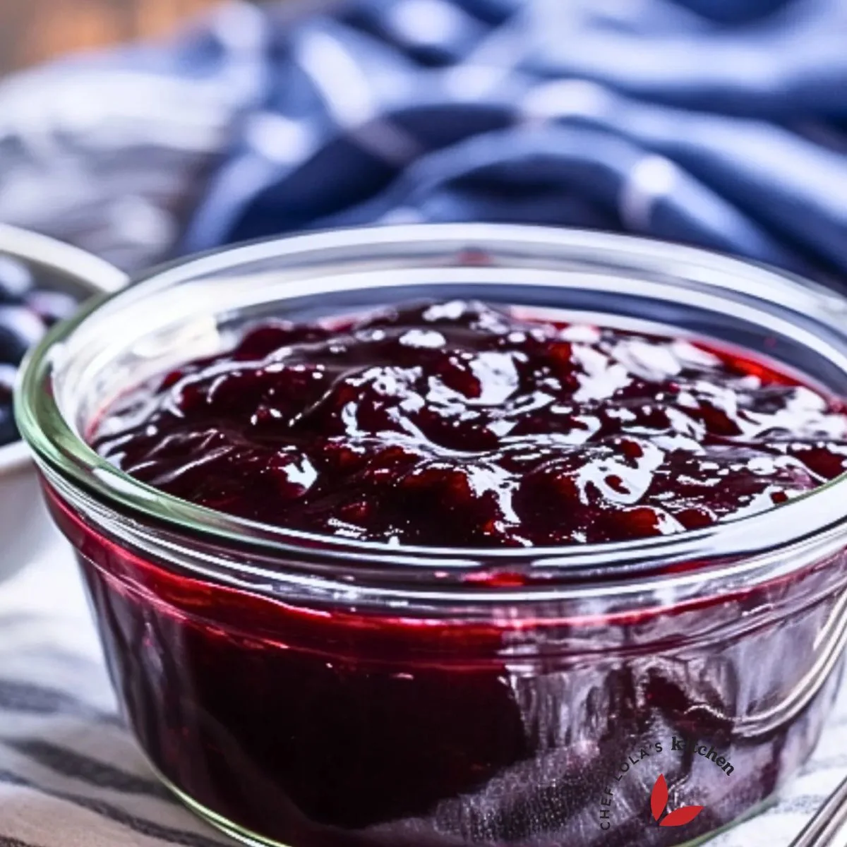 A bowl of delicious fresh homemade blueberry sauce