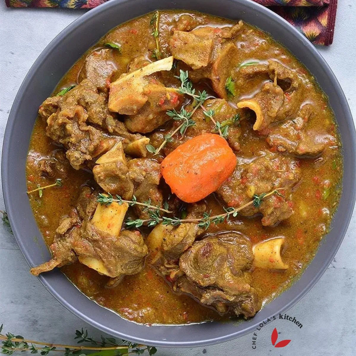 A delicious bowl of curry goat