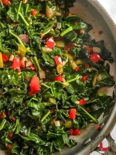 A close-up view of the nutritious and flavorful Jamaican Callaloo.