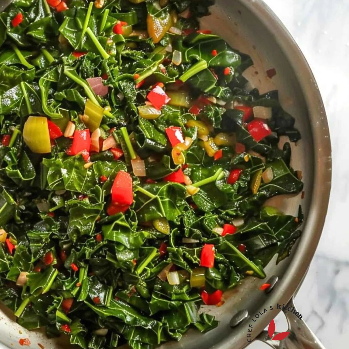 A close-up view of the nutritious and flavorful Jamaican Callaloo.