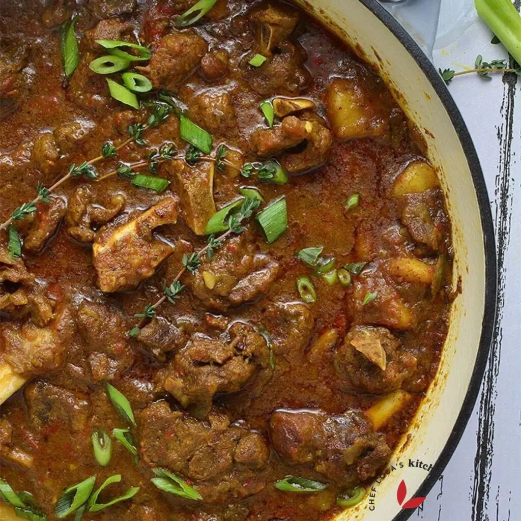 Delicious Goat curry in a pot
