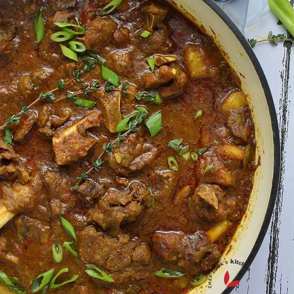 Delicious Goat curry in a pot