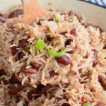Freshly cooked Jamaican Rice and Peas in a pot